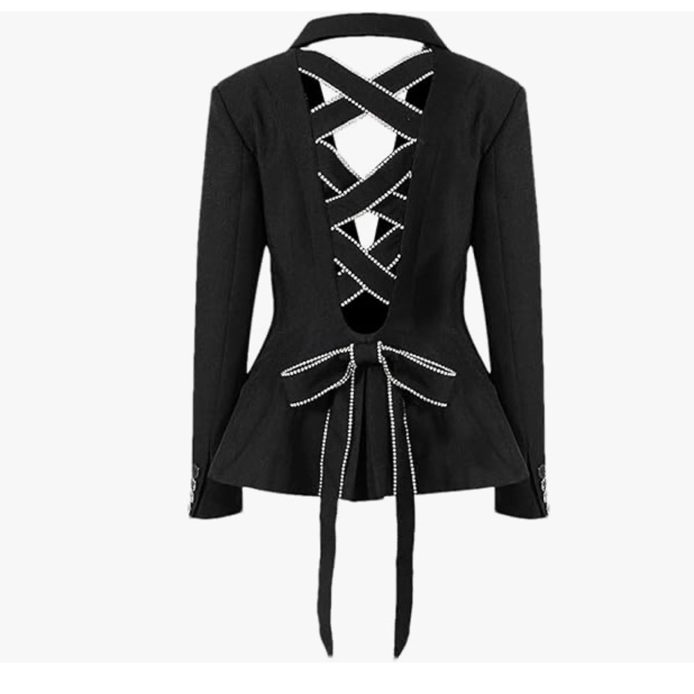 TwoTwinStyle Black Rhinestone Blazer